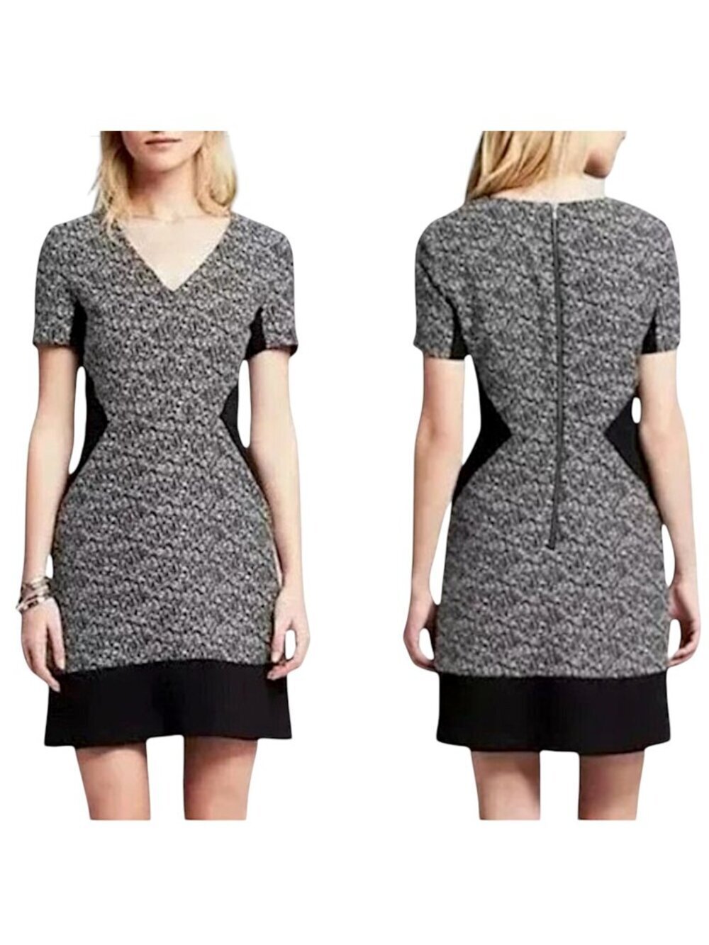 Banana Republic Black Pattern Inset Illusion Slimming Dress NWT New 12T 12 Tall